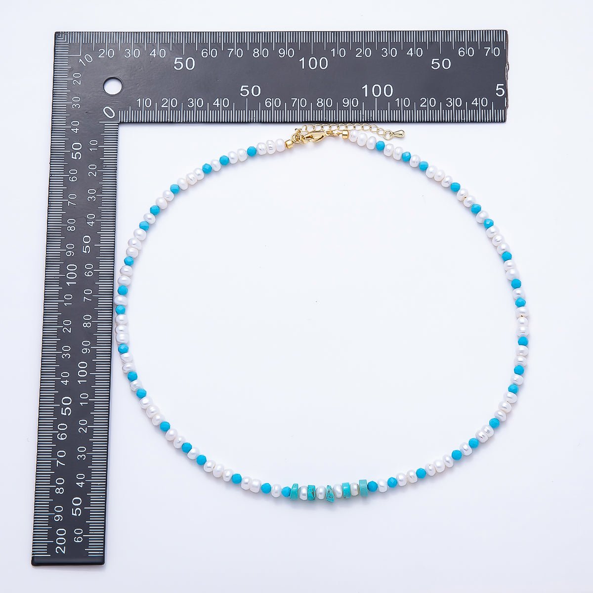 Santorini Turquoise Pearl Necklace — size and measurements chart