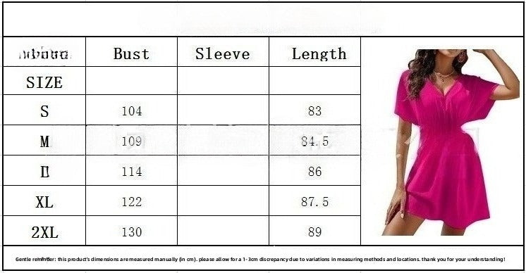 The Ischia Pleated Mini Dress — size and measurements chart