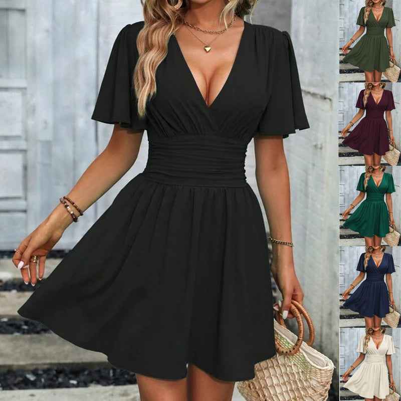 Siena Flutter Mini Dress black women's summer dress